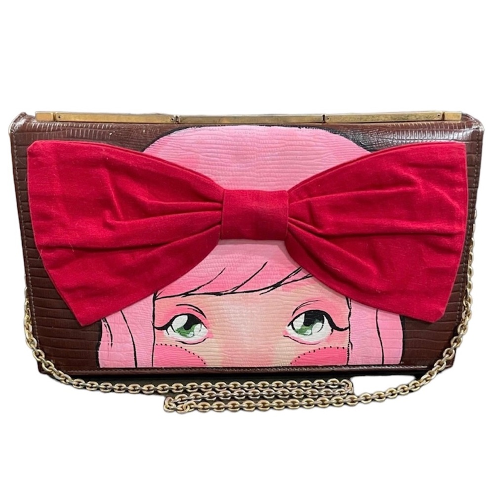 Vintage Leather Shoulder Purse Hand Painted by SoFl Indie Artist